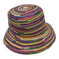 Crushable Raffia Crochet Bucket Šešir