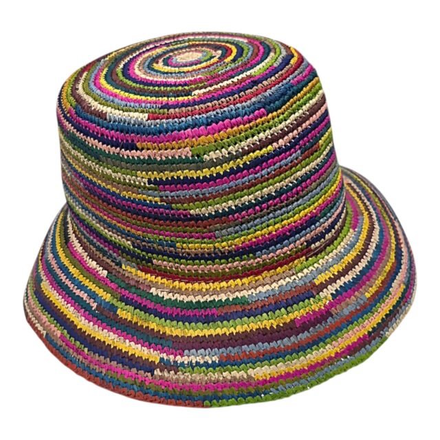 Crushable Bucket Raffia Crochet Šešir